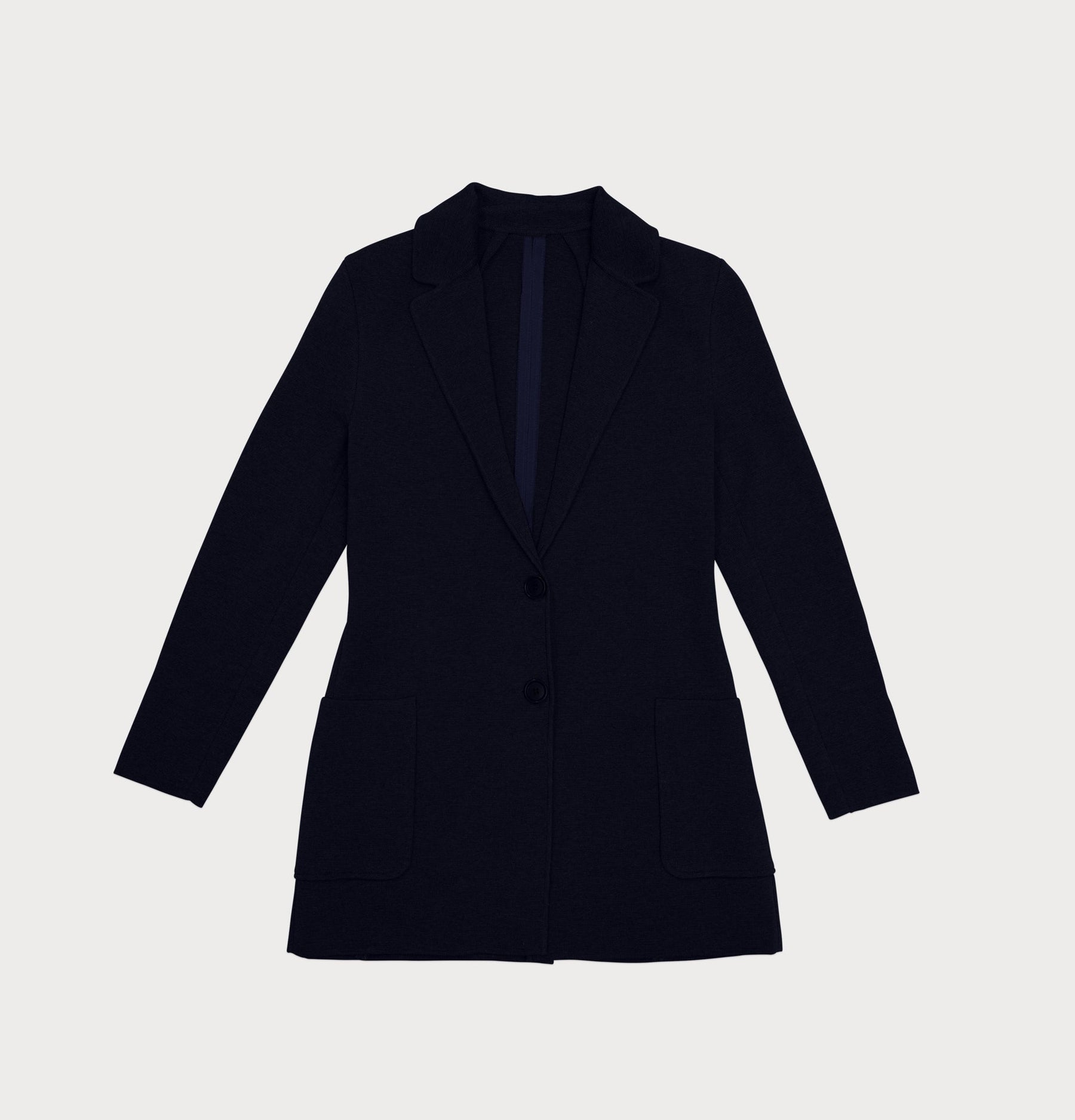 organic pima cotton blazer for women in navy made from sustainable materials