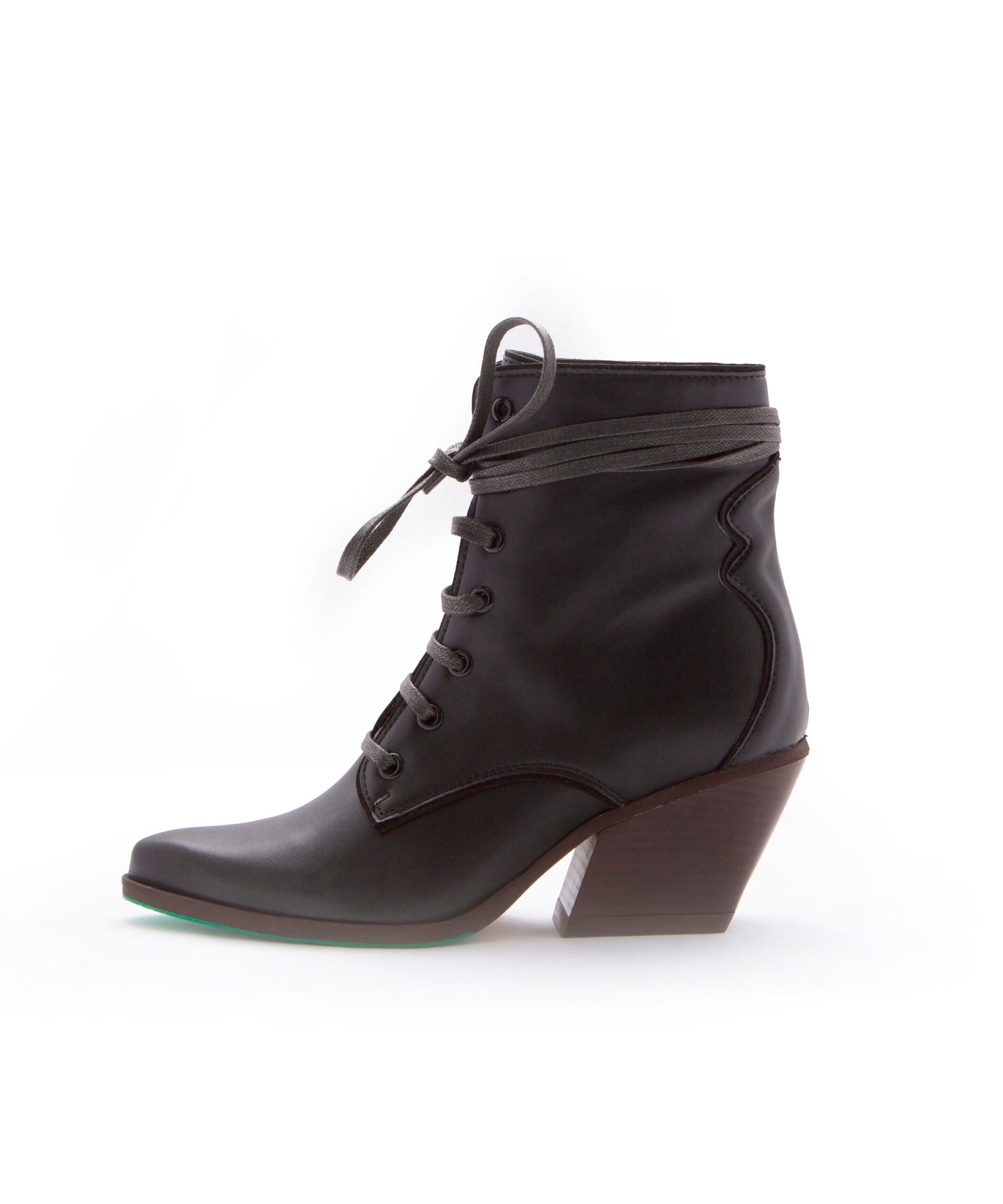 vegan leather black ankle boots with laces