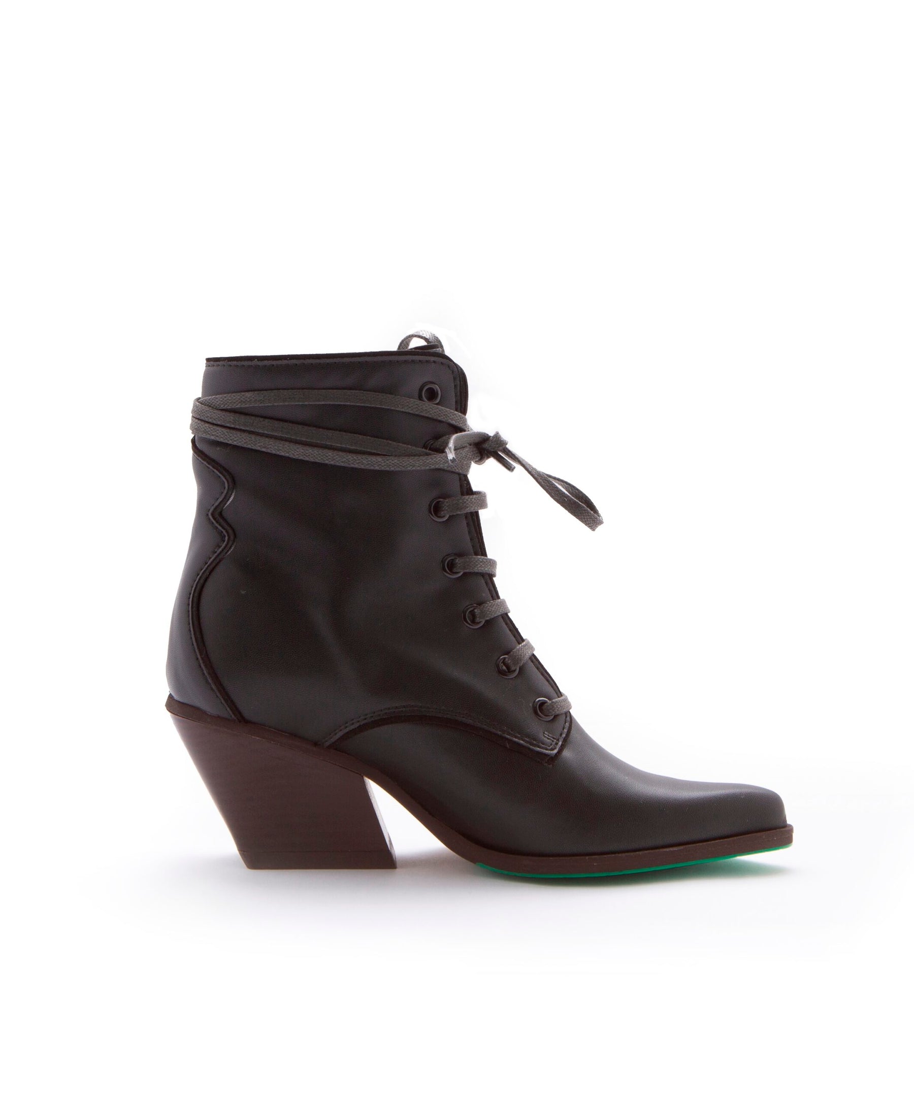 western inspired vegan leather ankle boots with laces
