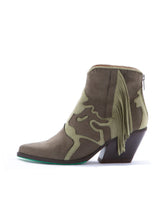 two toned vegan suede ankle boots in military green