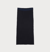 navy organic cotton ribbed knit skirt
