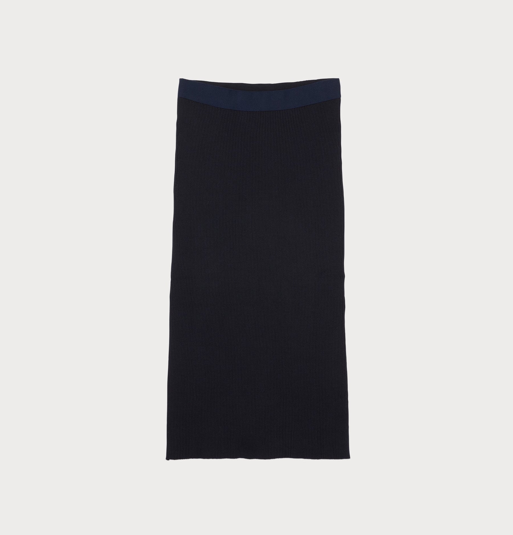 navy organic cotton ribbed knit skirt