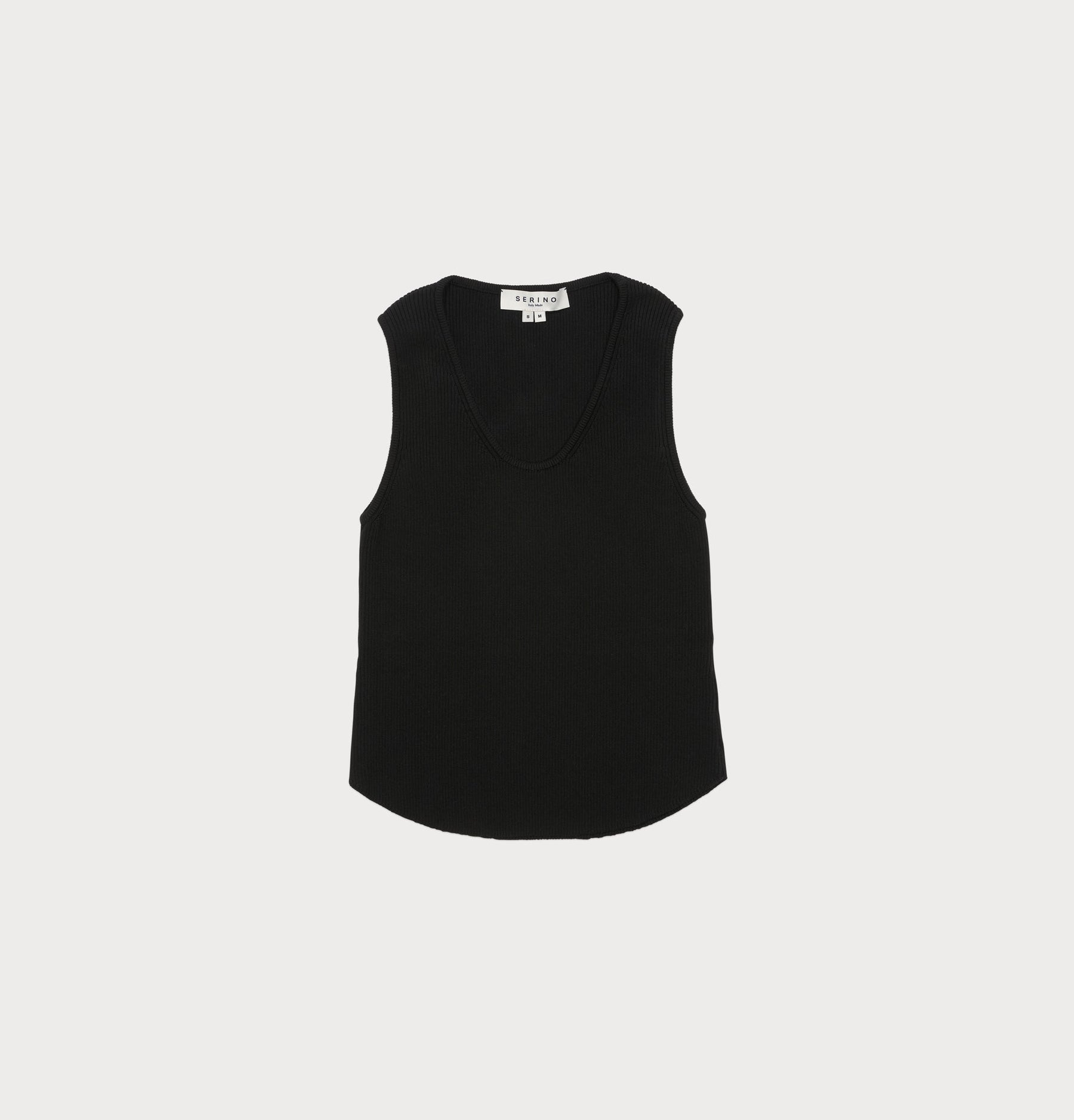 black ribbed knit tank made from organic cotton