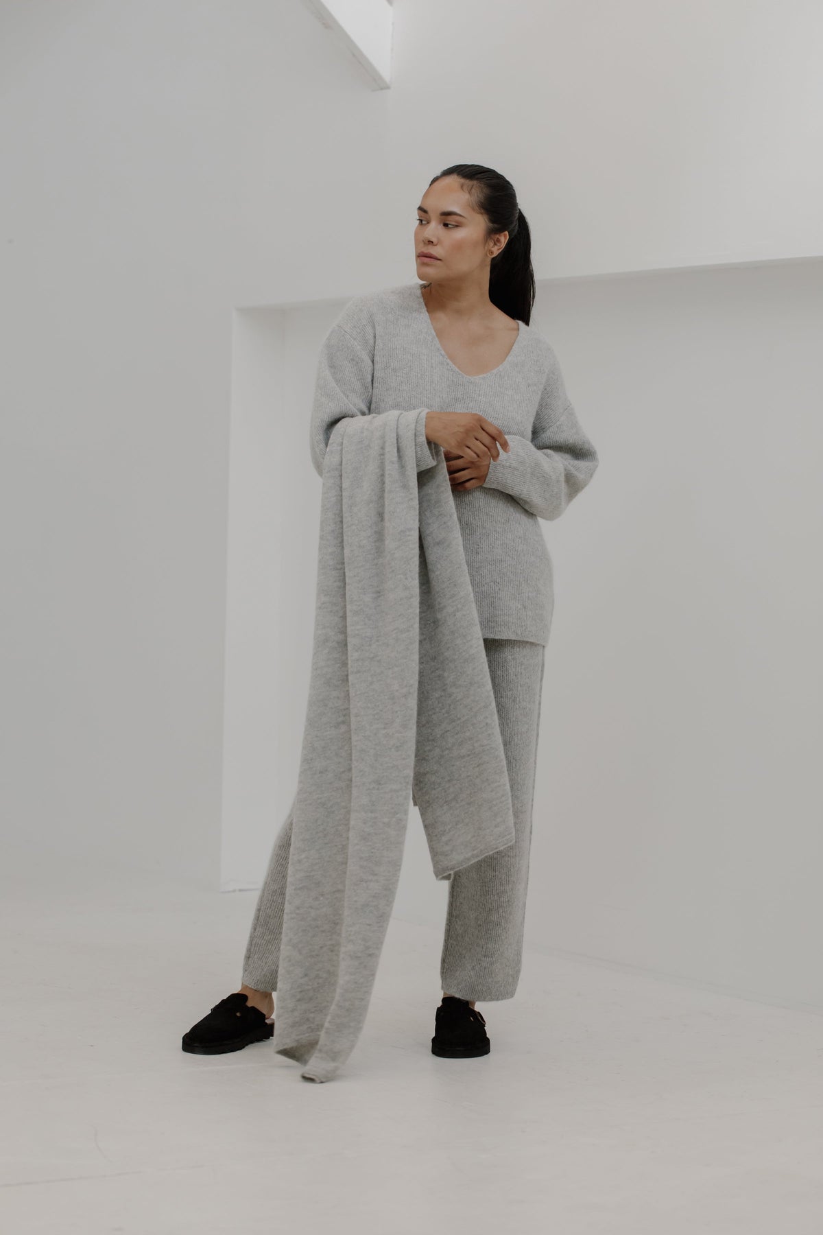 Alpaca Travel Wrap In Fog