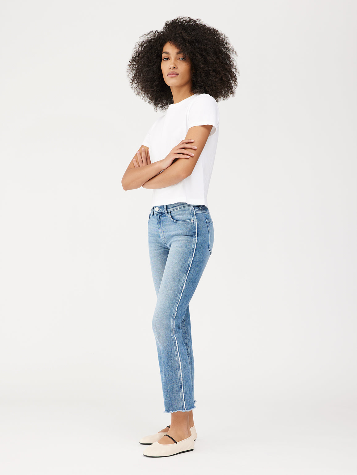 Mara Straight Mid Rise Instasculpt Ankle | Dark Riviera Frayed